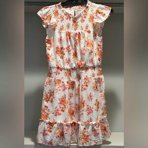 LOFT Pink Orange Floral Dress Size Small